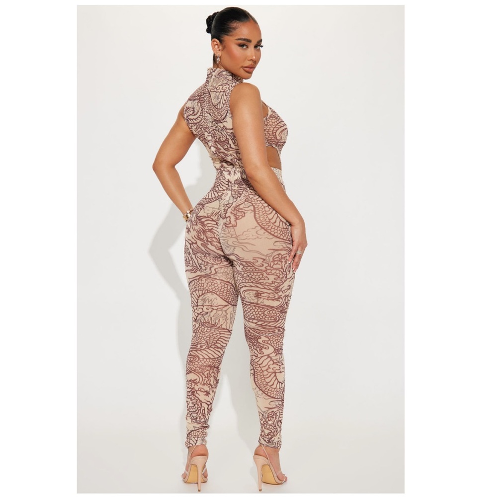 Over the Hills Mesh Jumpsuit - Brown/combo